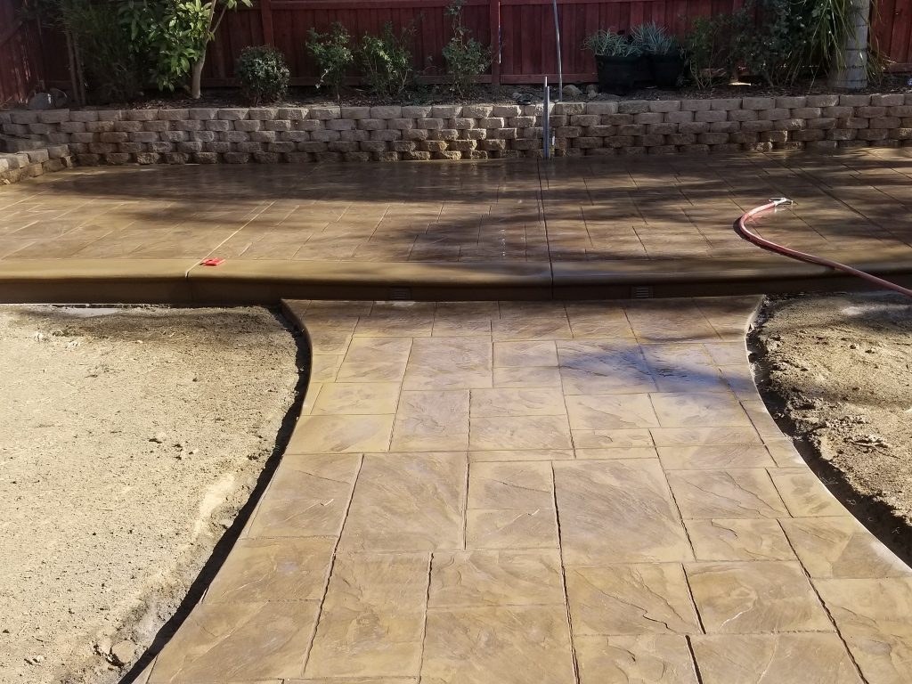 Stamped concrete installation